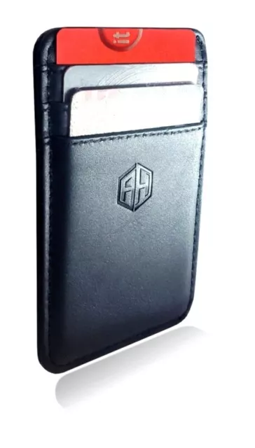 AH Mens Slim Wallet, Minimalist Thin Front Pocket Leather Credit Card Holder
