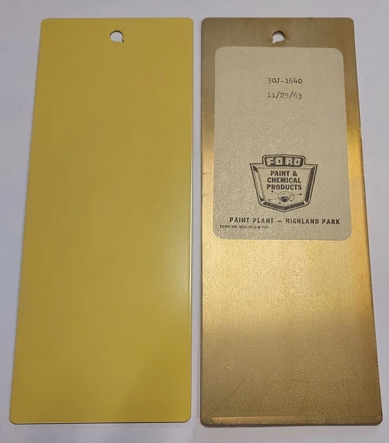 RARE 1963 FORD Tractor Industrial Yellow Paint Sample M30J1640 Badge