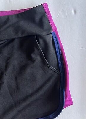Pantaloncini Z by Zella ragazza M 8 10 neri short anteriore viola sotto le tasche nuovi 3