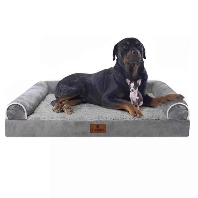 Grey Orthopedic Memory Foam XX-Large Dog Bed Pet Sofa w/Removable Bolster Cover