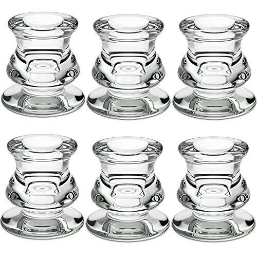ANCIENNE PAIRE DE BOUGEOIRS en verre Moulé Candélabres H 19 x 9.5 x 9.5