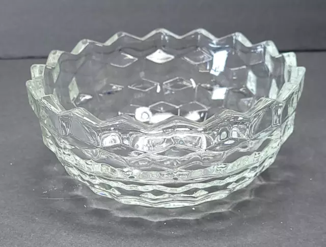 Homco Glass Clear Cube Pattern Open Candy Nut Dish Crystal 5"