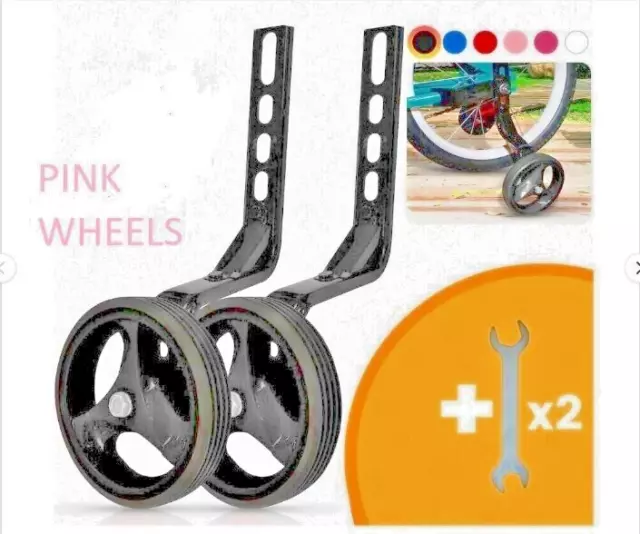 Kids Bicycle Training Balance Wheels For 12" - 20" Bike Tires Stabilizers PINK