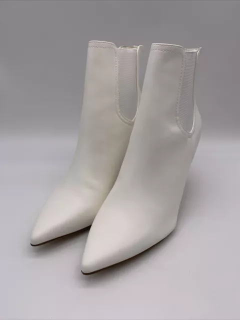 Dream Pairs WHITE Pointed Toe Bootie Stiletto WOMENS SIZE 8 High Heel Slip On