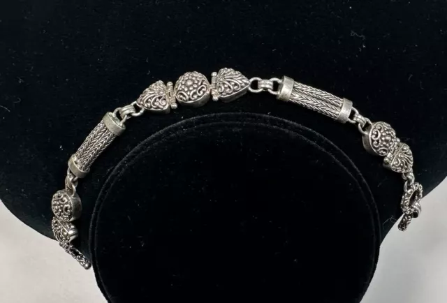 Sarda, Balinese Artisan Made,7.25” Sterling Silver, Toggle Bracelet