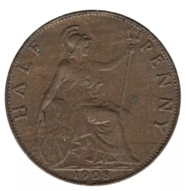 1908 Edward VII Half Penny Coin