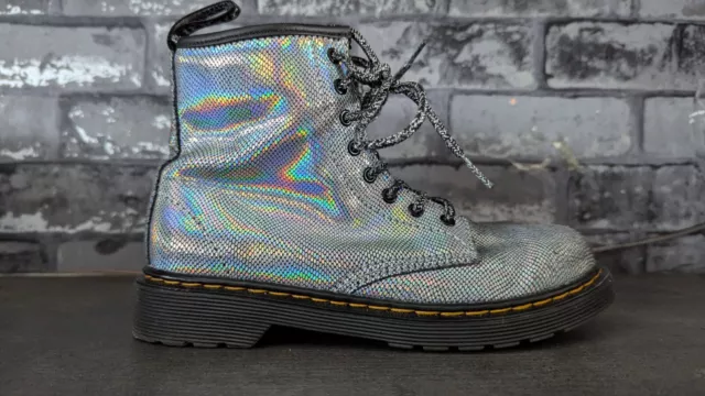 Dr. martens delaney junior 8 eyelet boots black silver glitter deals