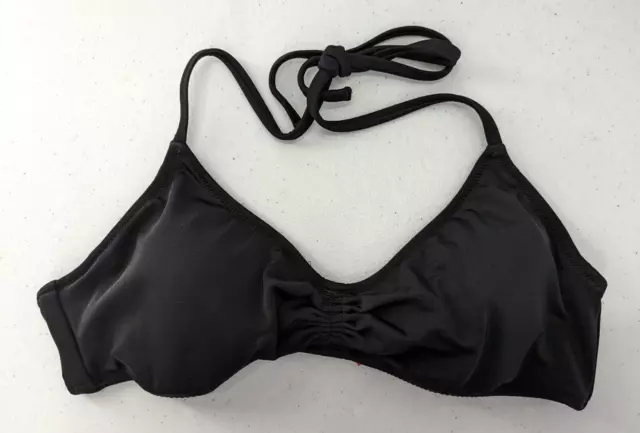 Victoria's Secret Swim Top Women's S Black Triangle Halter Ruche