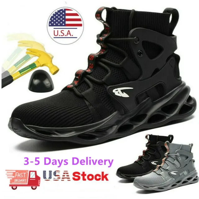 Mens Safety Shoes Non-Slip Steel Toe Work Boots Breathable Hiking Climbing US