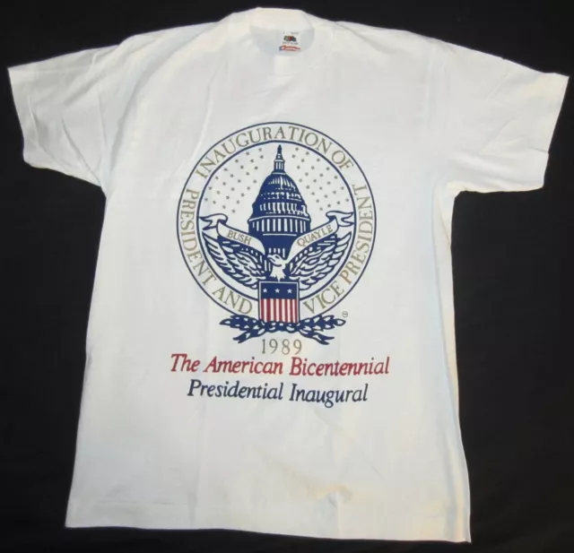 RARE Vintage 1989 George HW Bush Dan Quayle Bicentennial Inauguration T-Shirt Lg