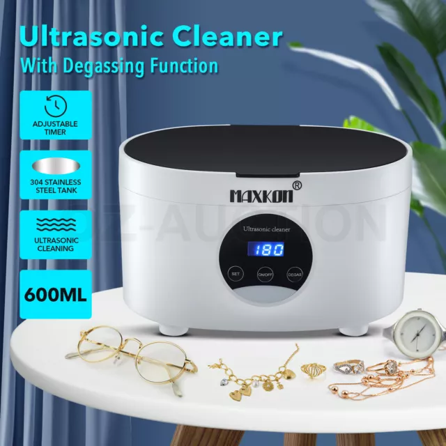 MAXKON 600ML Ultrasonic Cleaner Jewellery Silver Degassing Cleaning Machine Tank