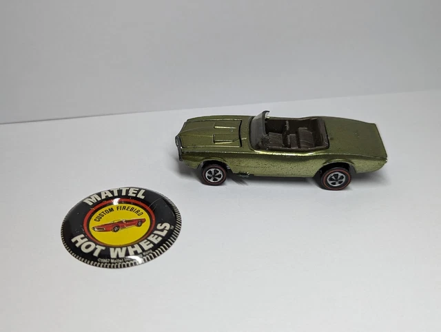 Vintage 1968 Redline Hot Wheels Custom Firebird Olive Gold Original W/ Button Vintage 1968 Redline Hot Wheels Custom Firebird Olive Gold Original W/ Button
