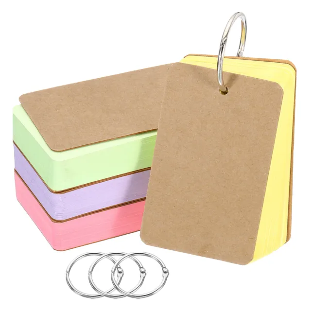 3.5" x 2" Blank Flash Cards with Rings Index Cards Study, Assorted Colors 200pcs