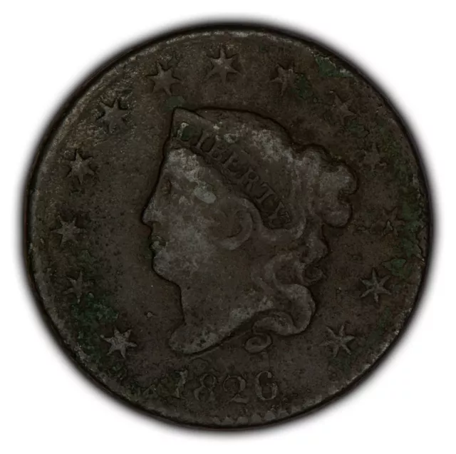 1826 1c Coronet Head Large Cent - Better Date - VF Details - SKU-Y2356