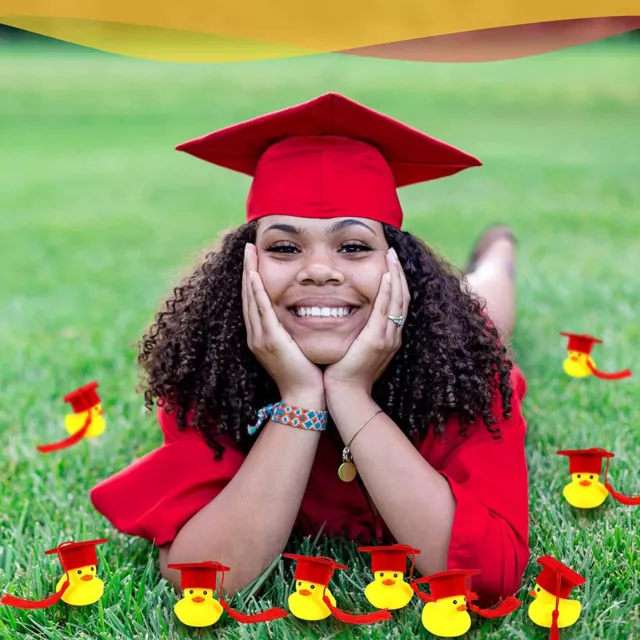 Cute Soft Rubber Mini Graduation Ducks with Black Graduation Hat for Theme Party 2