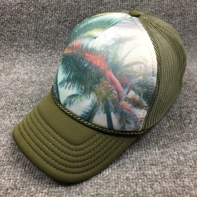 O'Neill Hat Cap Snap Back Mens Adjustable Green Mesh Palm Tree Surf Trucker