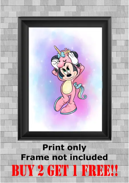 Disney Minnie Mouse Unicorn Wall Art Poster Print Picture Gift A5 A4 A3