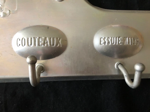 Vintage French Kitchen Metal Hanging Hooks for Towels Plates Knives Glasses Hand 3