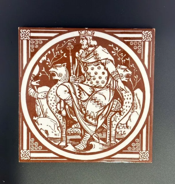 Antique Minton John Moyr Smith Tile Early English History Series 'Canute'