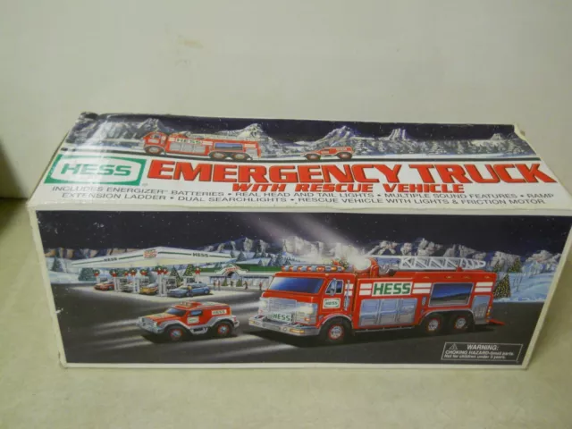 HESS Emergency Truck w/ Rescue Vehicle Collectible Toy Lights Sound Fire Truck