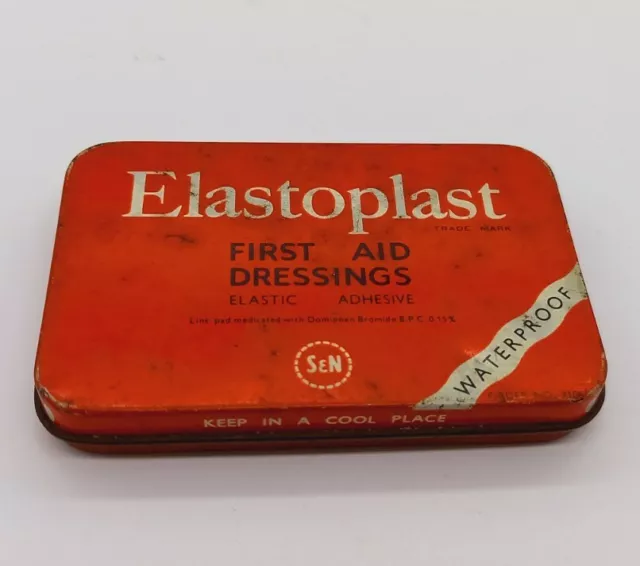 Genuine Vintage Elastoplast Tin First Aid Dressing Waterproof Collectable UK