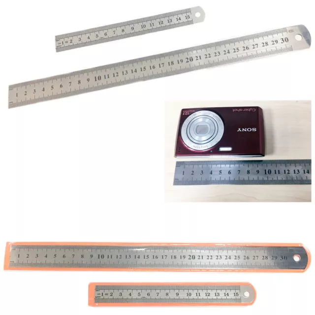 Ruler Stainless Steel Scale Measuring Metric Tool Office Double Metal Angle Math