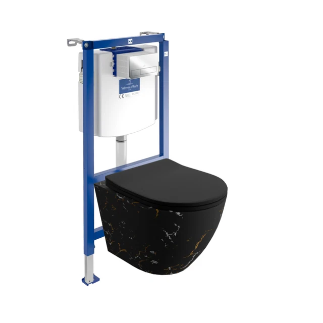 WC Da Parete Completo Domino Lavita - Con Cassetta, Sedile Soft Close E Piastra Di Pressione, Senza Bordo - Foto 5