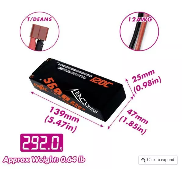 CNHL Racing Series 5600MAH 7.4V 2S 120C Lipo Battery Hard Case with Deans Plug