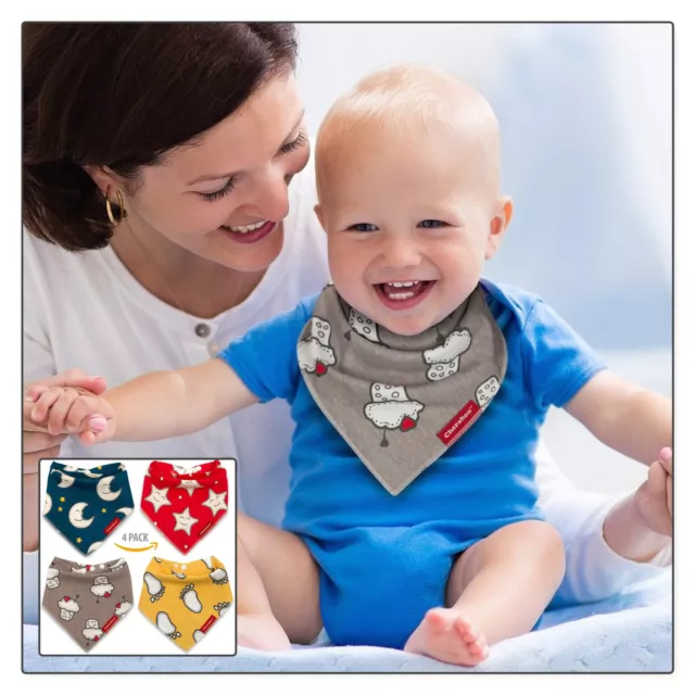 Baby Bibs Bandana Drool Bib 4 Pack by Cheraboo Gift Set Reversible & Soft