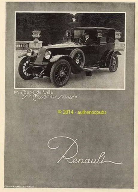 Publicite Automobile Renault Un Coupe De Ville Sur Chassis 12 Cv De 1923 Ad Pub