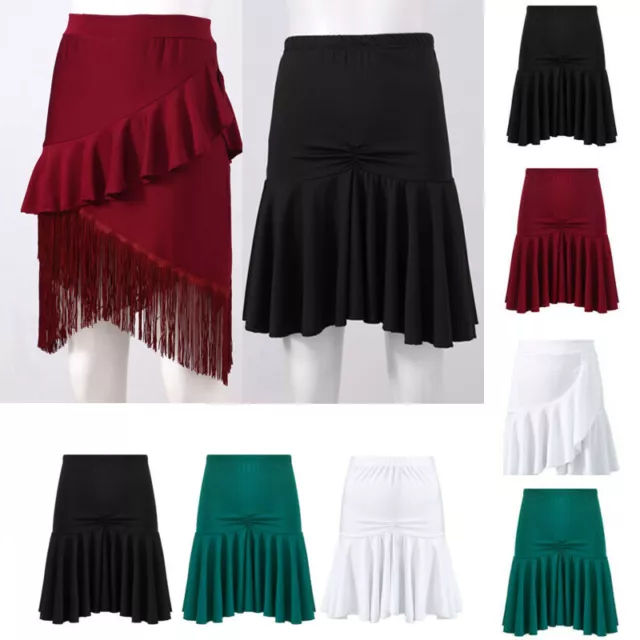 Adult  Dance Skirt Tassel Dress Ruffle  Elastic Waistband Skirts Dancewear
