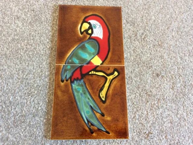 Vintage H & R Johnson Hand Painted Parrot Tile
