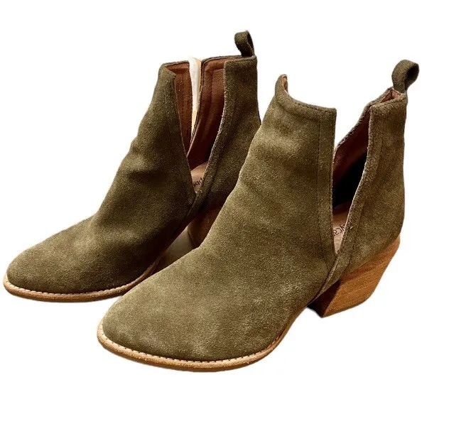 Jeffrey Campbell Olive Suede Orwell Cutout Western Ankle Boots Women’s Size 7