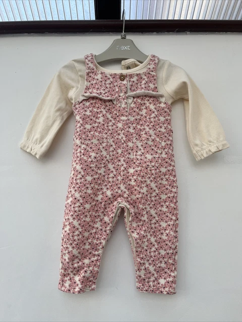 Baby girls pink floral dungaree set from Marks & Spencer age 3-6 months