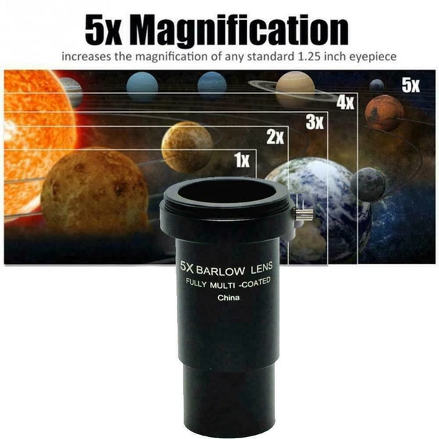 TELESCOPE BARLOW LENS 5X Astronomy Accessory 1.25 31.7mm For Celestron