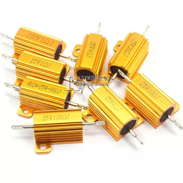 25W RX24 0.1Ω to 10KΩ Aluminium Metal Shell Wire wound Power Resistors ±5%