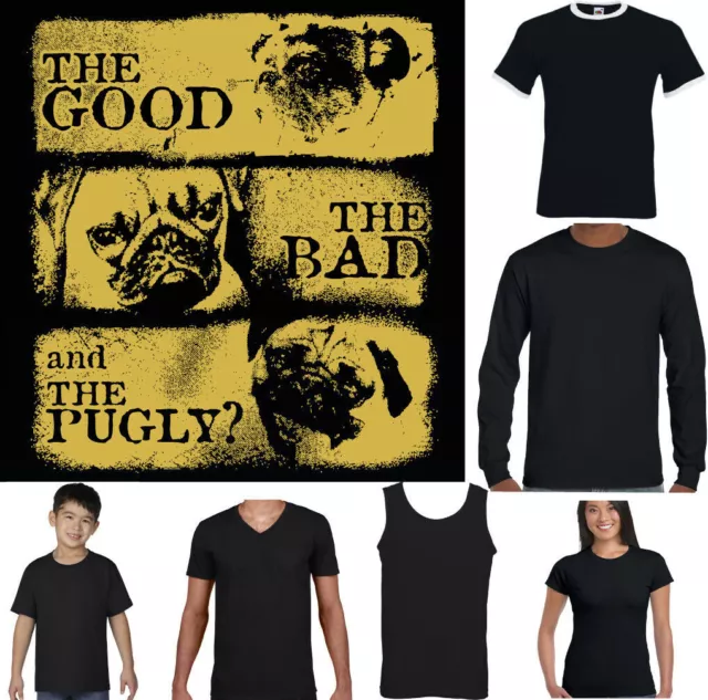 Carlin T-Shirt Hommes The Good Bad & Pugly Drôle Chien Chiot Propriétaire Race