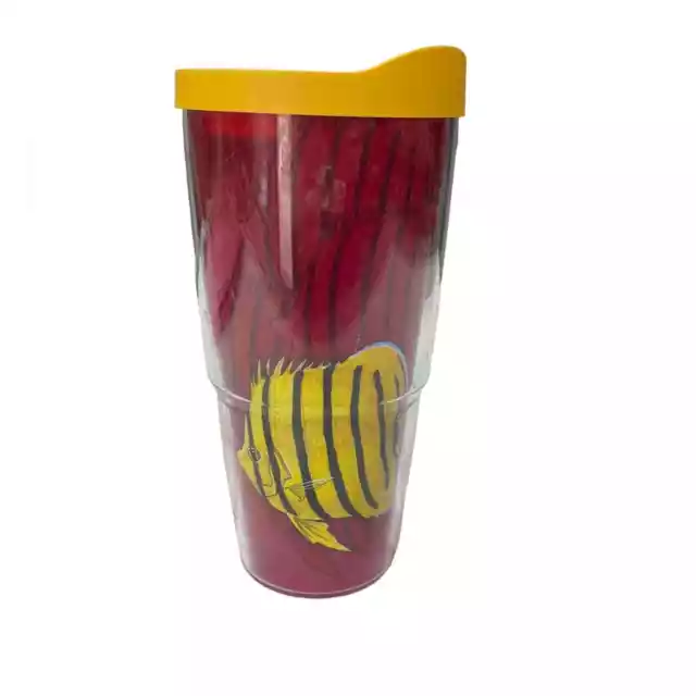 Tropical fish Guy Harvey Tervis Tumbler Red with Yellow Fish 24 oz Large Cup