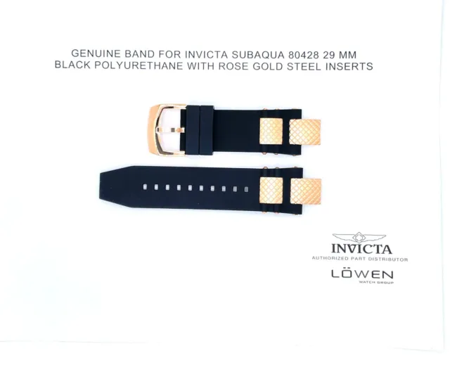 Authentic Invicta Subaqua 80428 Black polyurethane & Rose Gold 29MM Watch Band