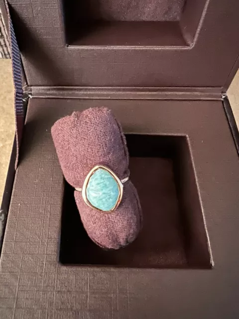 Monica Vinader Siren Rose Gold Nugget Small Stacking Amazonite ring Size I New❤️