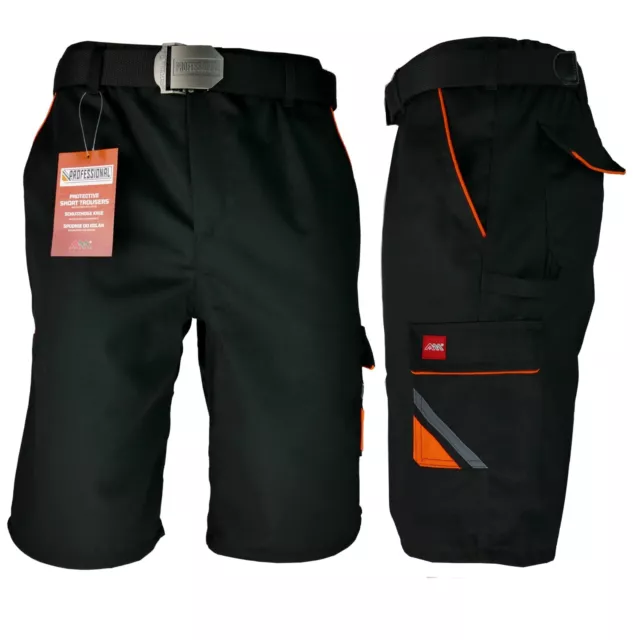 Arbeitshose Kurze Hose Bermuda Shorts Schwarz Orange Gr. 46 - 60 Neu