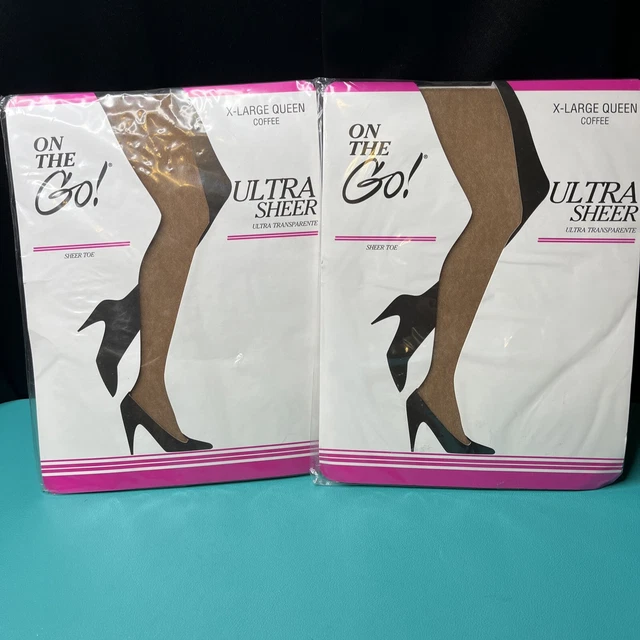 PantyHose, Ultra Sheer X-Large Queen Off Black (Pack of 2) NEW, FAST SHIP.