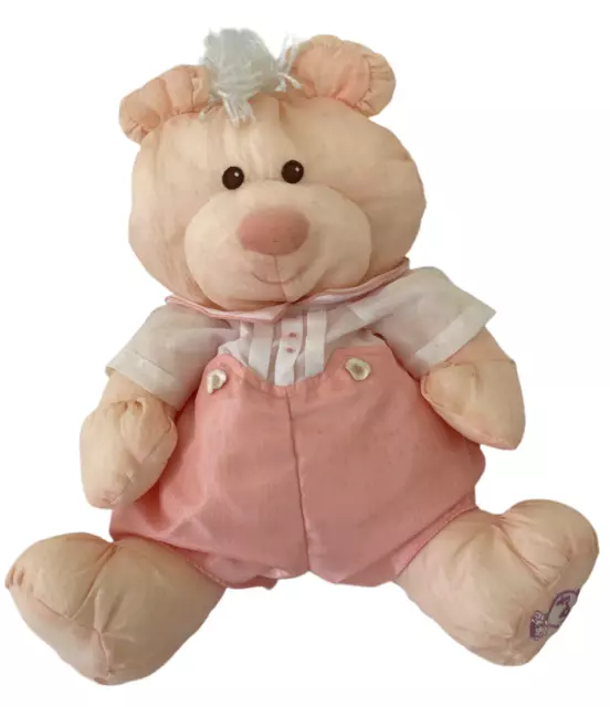 VTG 1986 Fisher Price Puffalump Bear Cub Peach Romper Plush Stuffed SOFT TOY