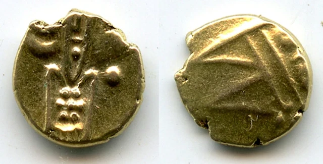Rare gold fanam, Dutch VOC company, Tuticorin, c.1658-1795, SE India (Herrli #3.