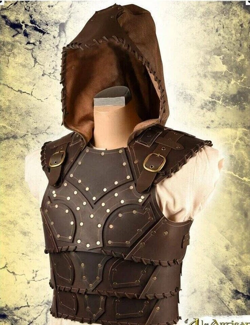 Articulated Scoundrel Leather Armor with Hood - Larp Brown Leather Costume