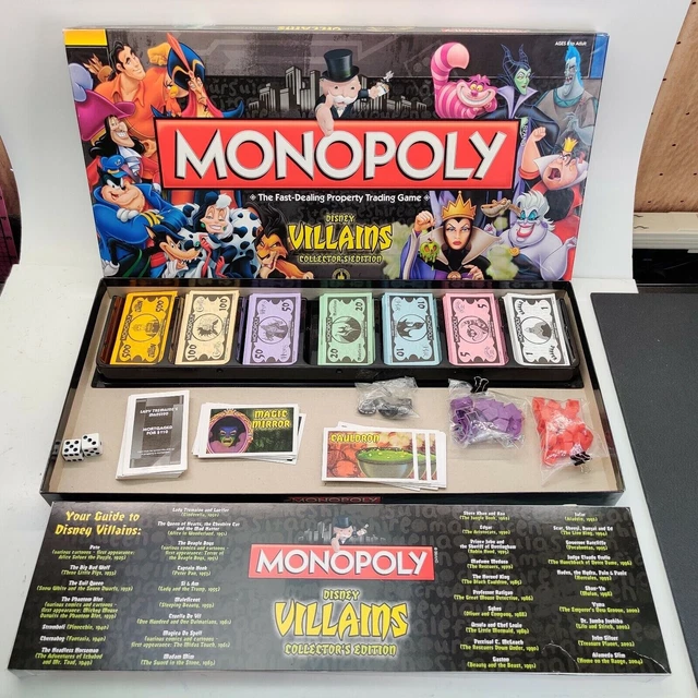DISNEY VILLAINS MONOPOLY Board Game Collectors Edition Rare 2010