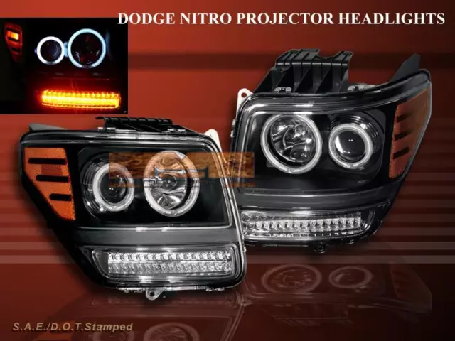 07 08 09 10 11 Nitro Black Ccfl Halo Rims Projector Headlights With Led Signal