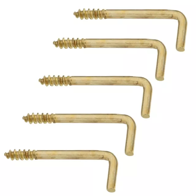 National Hardware N120-568 Square Bend Screw Hooks 1" Solid Brass 5 Pack