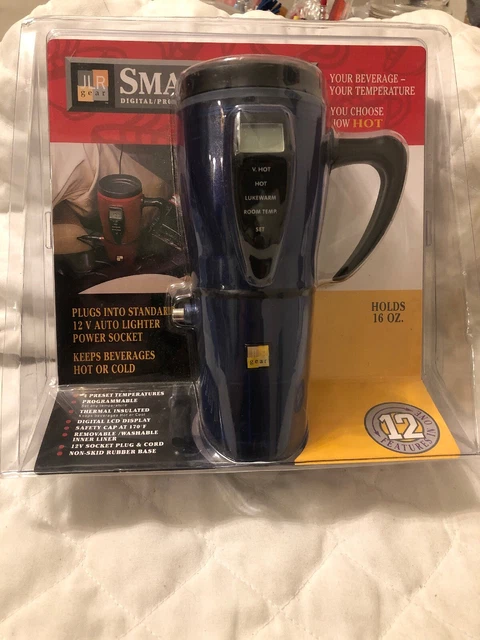 JLRGear Smart Mug 2-Blue Plug digital programmable hot/cold 16oz. Factory Sealed