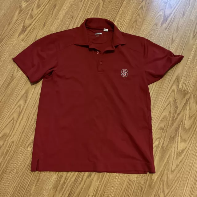 Men’s Cutter & Buck CB DryTec NCSU  State 100% Poly Red Golf Polo Shirt Size S